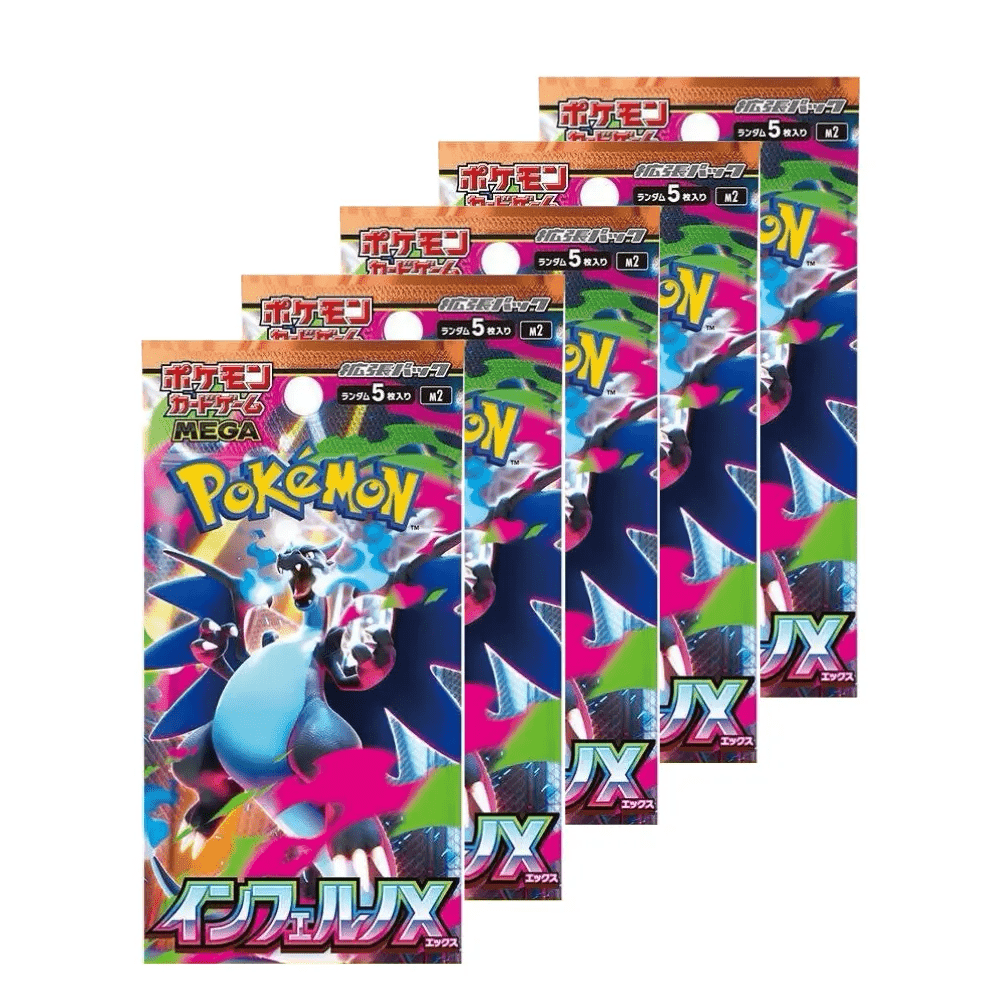 Pokémon – Lot de 5 Boosters Japonais – Mega Inferno X (M2) - Akikori